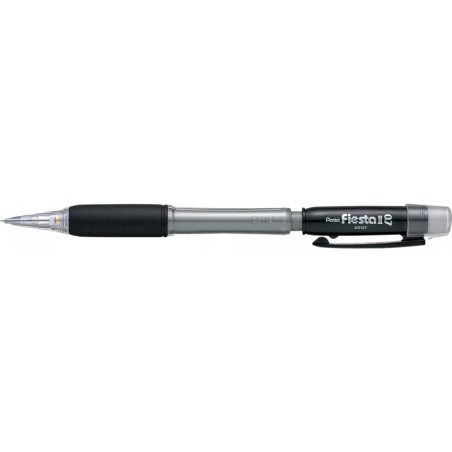 Pentel Fiesta II Porte-Mines HB 0.7mm avec Gomme - 2 Recharges Incluses - Grip en Caoutchouc - Design Ergonomique - Couleur Noir