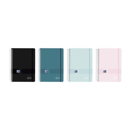 Oxford Live and Go Agenda Escolar com Espiral - Castelhano - Capa de Plástico - Formato Oitavo - Semana à Vista - Cores Sortidas