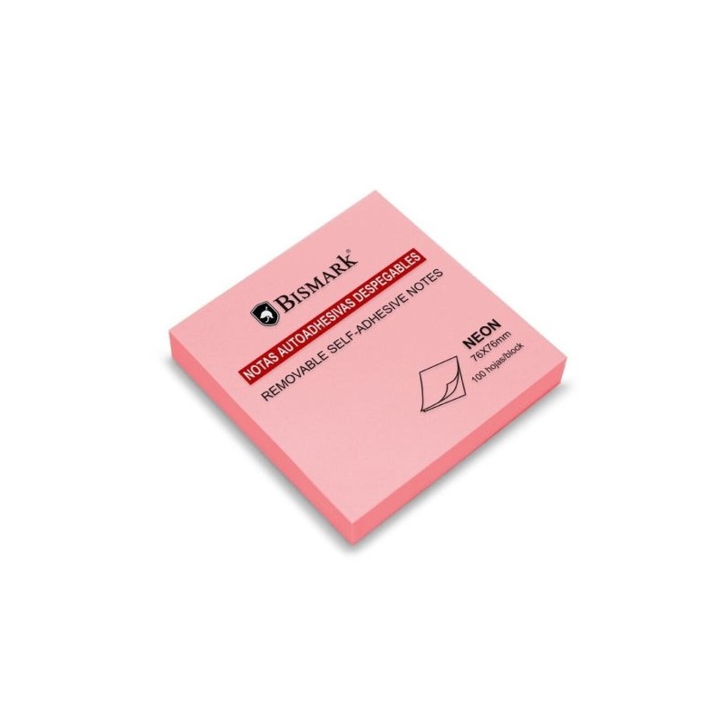 Bismark Pad of 100 Adhesive Notes 76x76mm - Colour Neon Pink