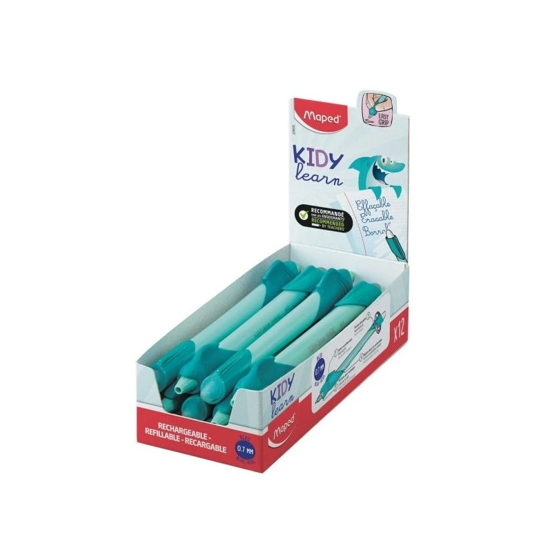 Maped Kidy Lern Magic Boligrafo Borrable con Guia para Dedos - Modelo Tiburon - Tinta Color Azul - Recomendado para Niños de 4