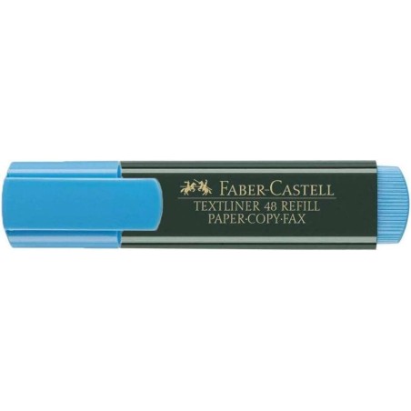Faber-Castell Marcador Fluorescente Textliner 48 - Ponta Biselada - Traco entre 1,2mm e 5mm - Tinta com Base de Água - Cor Azul