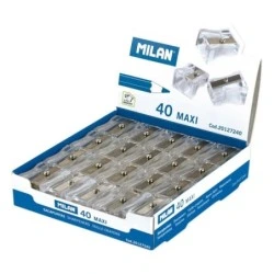 Milan Maxi Single Hole Pencil Sharpener - Carbon Steel Blade - Transparent