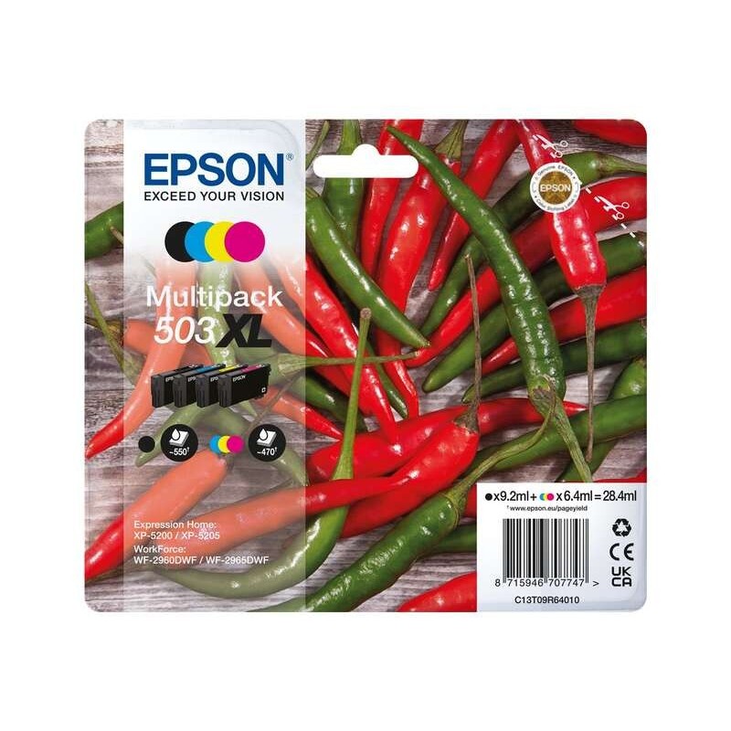 Epson 503XL Pack de 4 Cartouches d'Encre Originales - C13T09R64010