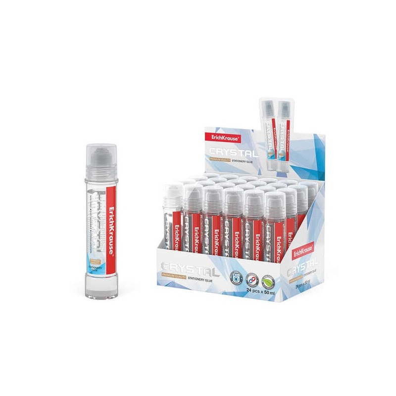 Erichkrause Crystal - Colle de Bureau Haute Transparence - Applicateur en Silicone Souple - Non Toxique - Résistante au Froid