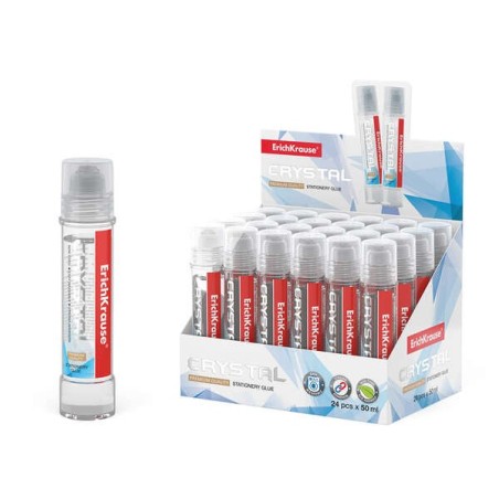 Erichkrause Crystal - Colle de Bureau Haute Transparence - Applicateur en Silicone Souple - Non Toxique - Résistante au Froid