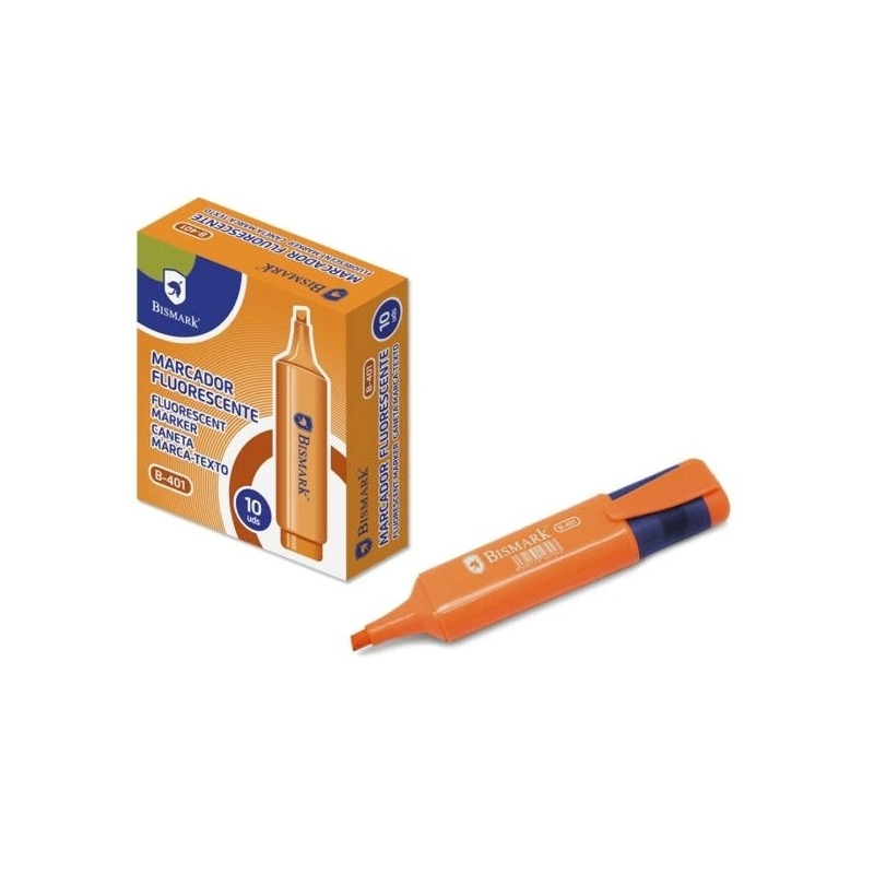 Bismark Marcador Fluorescente - Ponta Biselada 1 - 5mm Aprox - Tinta à Base de Água - Cor Laranja