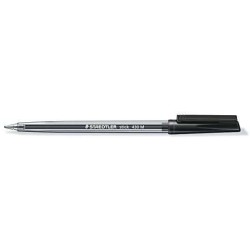 Staedtler Stick 430 Esferográfica com Tampa - Ponta 0,35mm - Tinta Indelével - Cor Preto