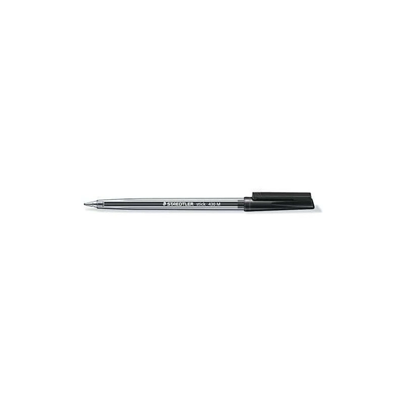 Staedtler Stick 430 Ballpoint Pen with Cap - 0.35mm Tip - Permanent Ink - Black