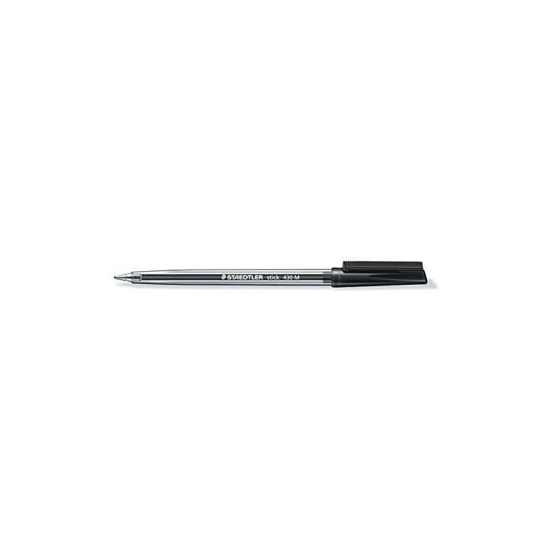 Staedtler Stick 430 Boligrafo con Capuchon - Punta 0.35mm - Tinta Endeleble - Color Negro