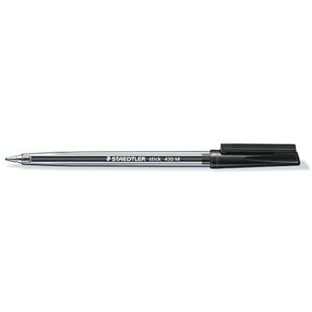 Staedtler Stick 430 Ballpoint Pen with Cap - 0.35mm Tip - Permanent Ink - Black