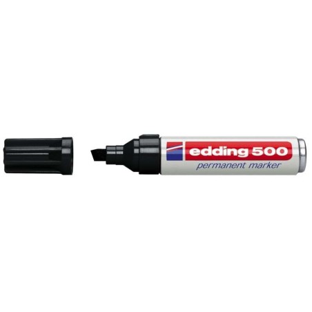 Edding 500 Rotulador Permanente - Punta Biselada - Trazo entre 2 y 7 mm. - Recargable - Secado Instantaneo - Color Negro