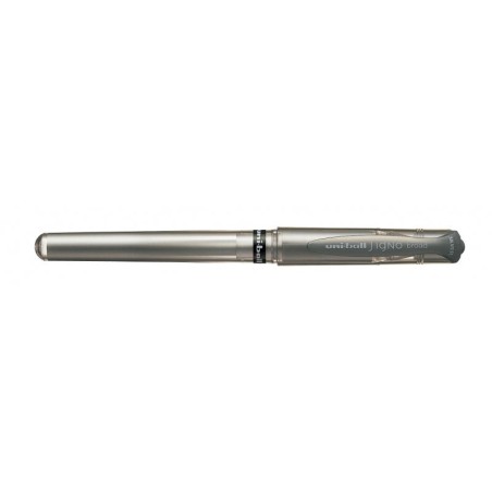 Uni-ball Signo Broad UM-153 Roller de Tinta Gel - Punta de Bola 1mm - Trazo Estilografico - Sujecion de Caucho - Color Plata