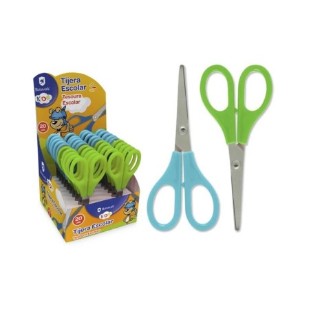 Bismark Kids School Scissors 13cm - Plastic Handles - Blunt Tip - Blue and Green