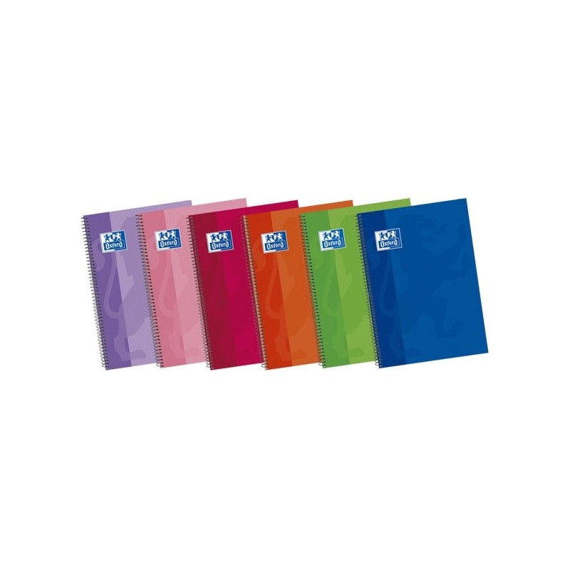Oxford School Classic Write&Erase Fº Spiral Notebook - Extra-Hard Cover - Plain - 80 Sheets - Assorted Colours