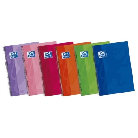 Oxford School Classic Write&Erase Fº Cahier Spirale - Couverture Extra-Rigide - Uni - 80 Feuilles - Coloris Assortis