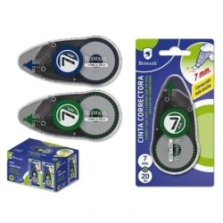 Bismark Cinta Correctora 7mmx20m - Perfecta Adherencia al Papel - Presentacion en Blister Individual - Colores Surtidos
