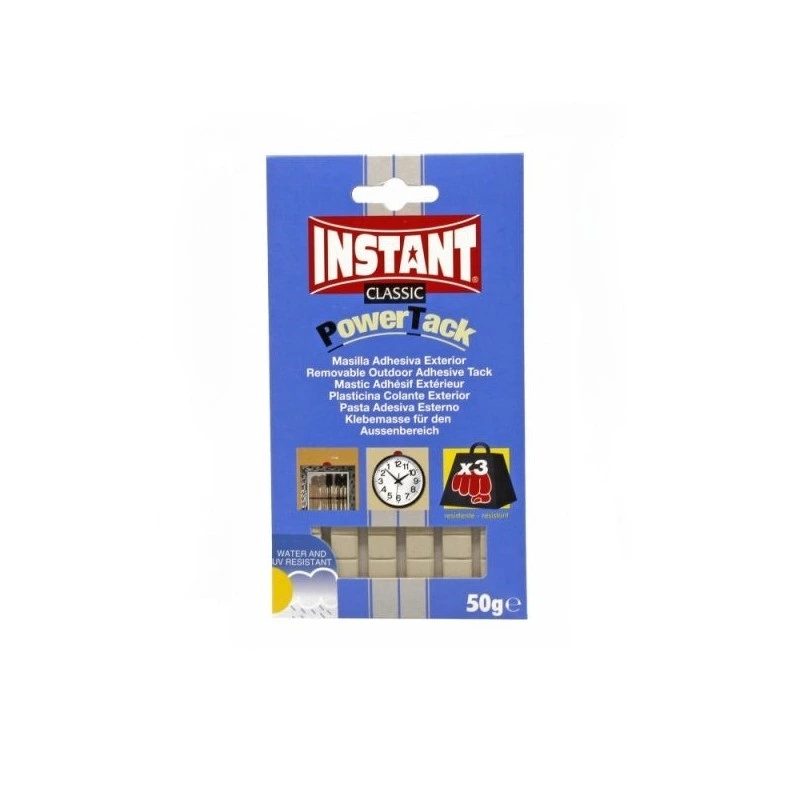 Instant Power Tack Classic Pack Adhesive Putty 50g - Suitable for Outdoor Use - Resistant to the Sun's Ultraviolet Rays and to