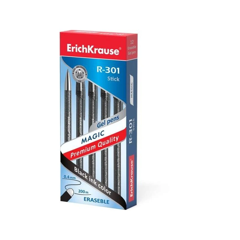 Erichkrause R-301 Magic Gel Boligrafo Borrable - Tinta Gel - Punta de 0.5mm - Trazo de 0.4mm - Cuerpo Semitransparente con