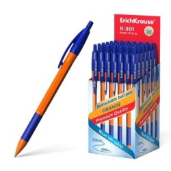 Erichkrause R-301 Naranja Matic&Grip Boligrafo Retractil - Punta de 07mm - Trazo de 0.35mm - Grip de Goma - Tinta de Secado