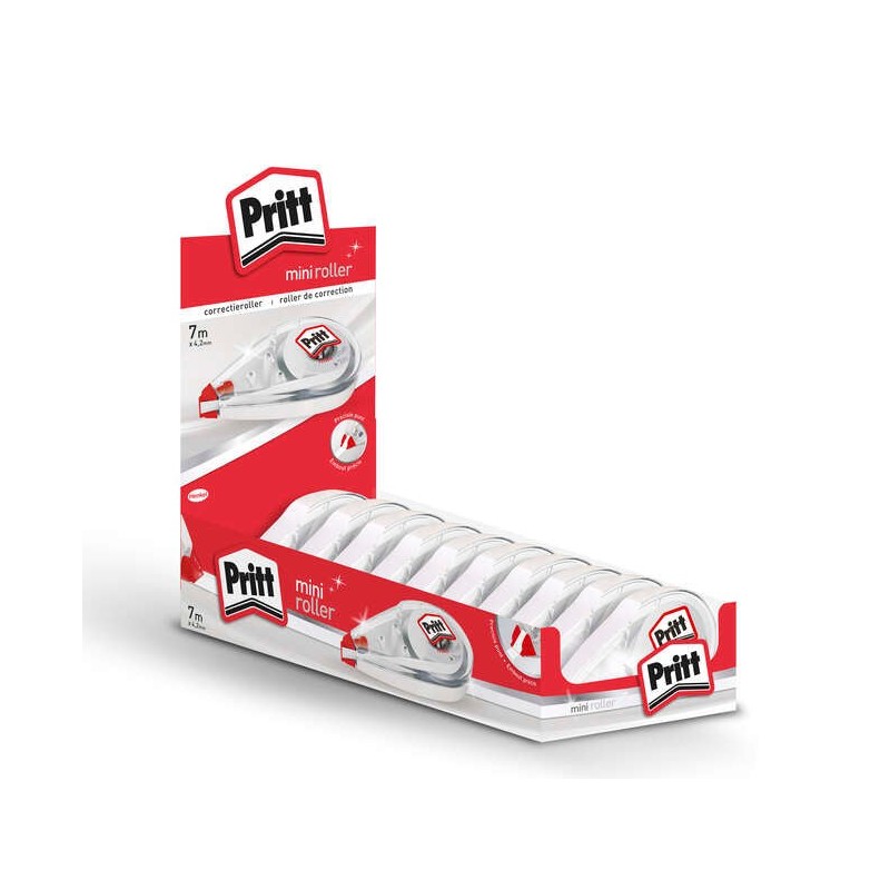 Pritt Mini Roller Corretor 4.2mm x 7m - Compacto e Ergonómico - Ponta Flexível de Alta Precisão - Compatível com todo o Tipo de