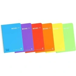 Enri Plus Caderno Espiral Formato Fólio 1 Linha - 80 Folhas 90gr com Margem - Capa de Plástico - Cores Sortidas