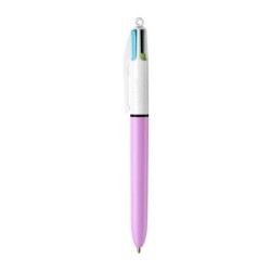 Bic 4 Colours Fun Esferográfica Retrátil - Ponta Média de 1,0mm - Tinta à Base de Óleo - Tinta de Cores: Rosa, Roxo, Turquesa e
