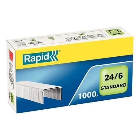 Rapid Caja de 1000 Grapas 24/6 Confort - Grapa hasta 20 Hojas - Alambre Flexible