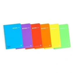 Enri Plus Spiral Notebook Quarto Format 3.5 Ruled with Margin - 80 Sheets 90gr - Plastic Cover - Assorted Colours