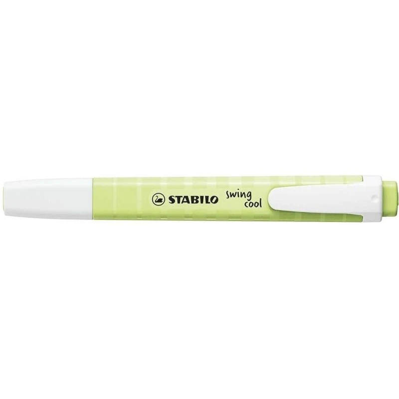 Stabilo Swing Cool Pastel Highlighter - Flat Body - Chisel Tip - Line Width between 1 and 4mm - Water-Based Ink - Touch of Lime