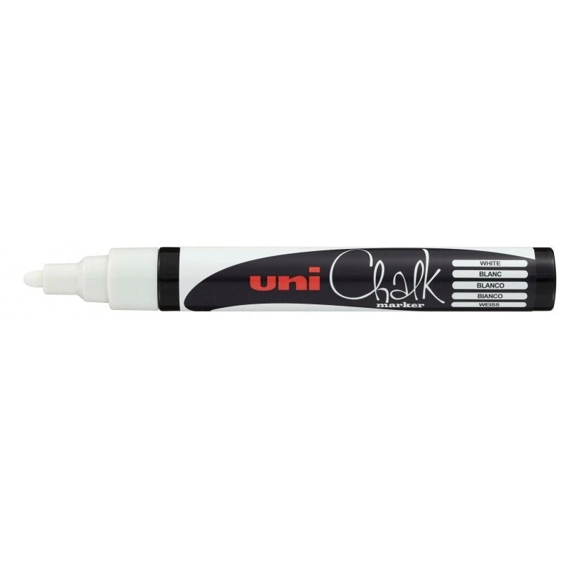 Uni-ball PWE-5M Marcador de Giz Líquido - Ponta Cónica 1.8-2.5mm - Apagamento a Húmido - Resistente à Chuva - Cor Branco