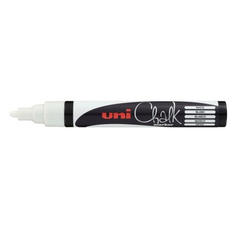 Uni-ball PWE-5M Marcador de Giz Líquido - Ponta Cónica 1.8-2.5mm - Apagamento a Húmido - Resistente à Chuva - Cor Branco