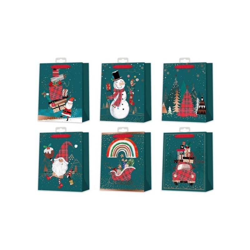 Bismark Bolsa de Papel Navidad - Impresion Foil - 6 Diseños Diferentes
