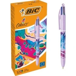 Bic 4 Colours Decors Hydro Retractable Ballpoint Pen - 1.0mm Medium Point - Oil-Based Ink - 4 Colours