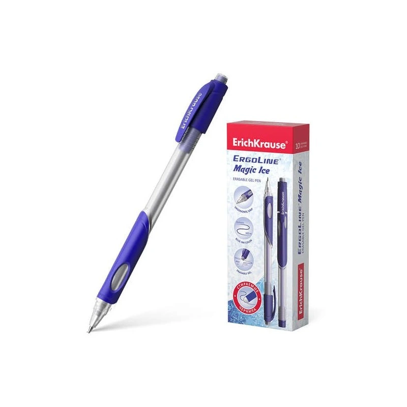 Erichkrause Esferográfica de Gel Apagável Ergoline Magic Ice - Ponta de 0,5mm - Tinta de Gel de Secagem Rápida - Corpo