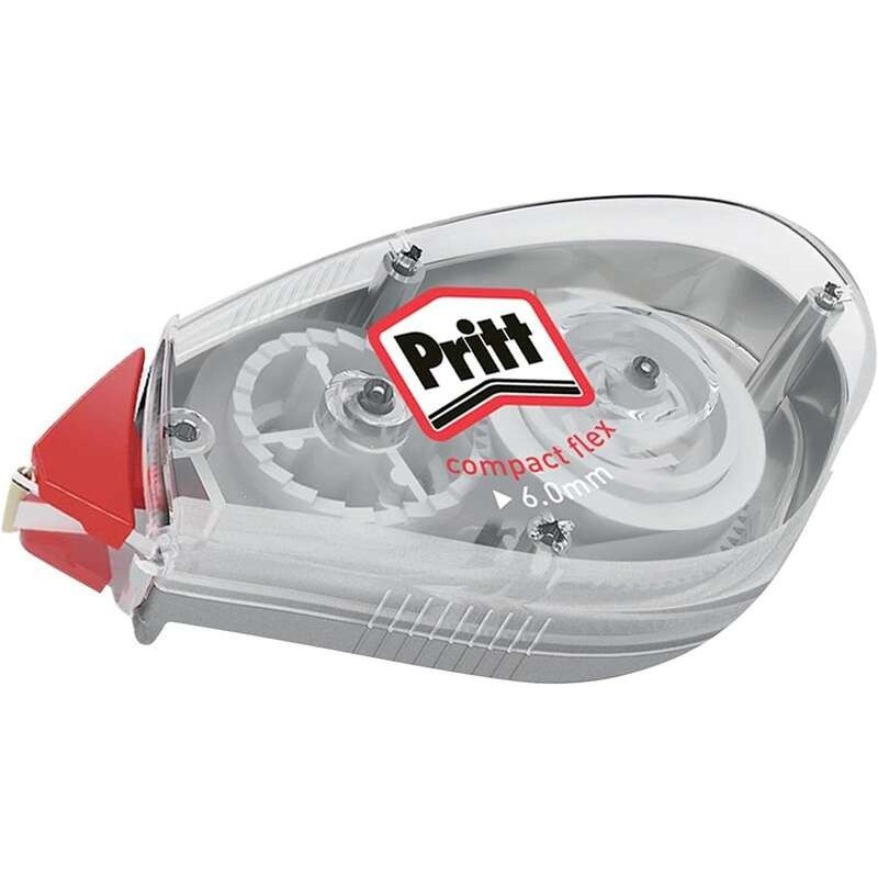 Pritt Compact Flex Cinta Correctora 6mmx10m - Punta Flexible - Correcion Suave y Limpia - Correccion en 2 Sentidos - Capuchon