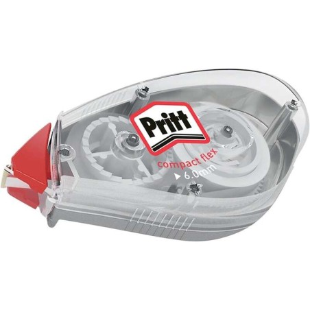 Pritt Compact Flex Cinta Correctora 6mmx10m - Punta Flexible - Correcion Suave y Limpia - Correccion en 2 Sentidos - Capuchon