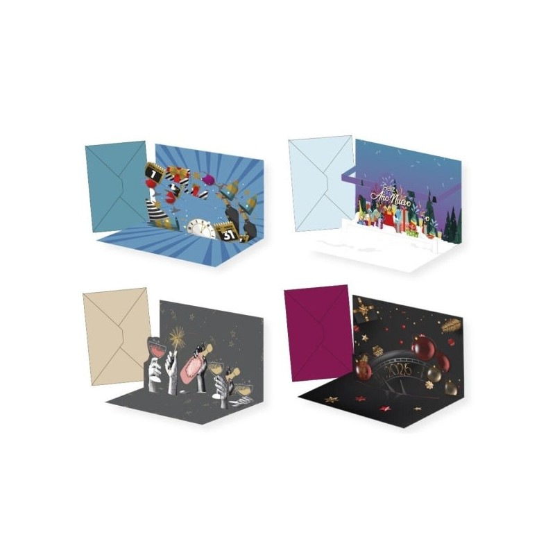Bismark New Year Pop Up Greeting Card with Envelope - Decorated with Foil and Pop Up Embossing
