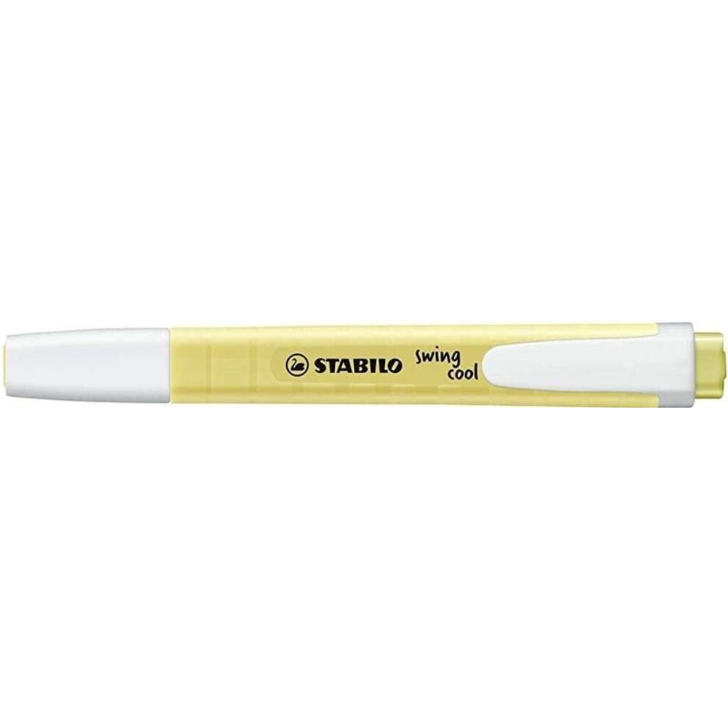 Stabilo Swing Cool Pastel Highlighter - Flat Body - Chisel Tip - Line Width between 1 and 4mm - Water-Based Ink - Creamy Yellow