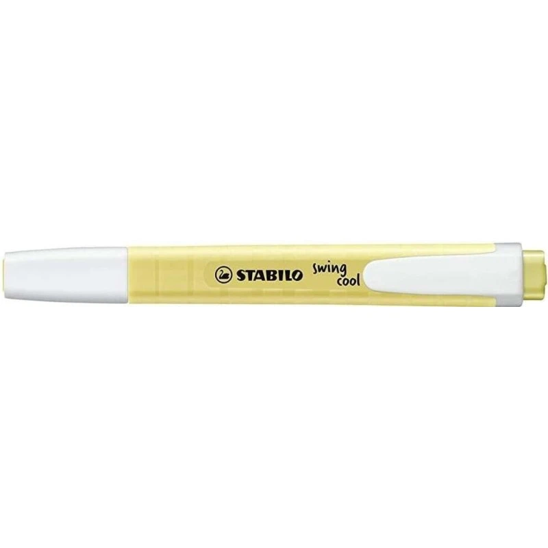 Stabilo Swing Cool Pastel Highlighter - Flat Body - Chisel Tip - Line Width between 1 and 4mm - Water-Based Ink - Creamy Yellow
