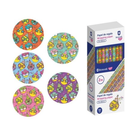 Bismark Emojies Rouleau de Papier Cadeau - Dimensions 70cmx200cm - 5 Designs Différents
