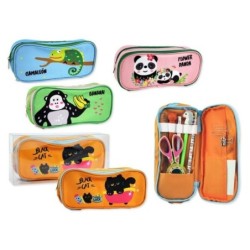 Bismark Animals Trousse avec d'Amusantes Images d'Animaux - 2 Compartiments - 4 Designs Différents