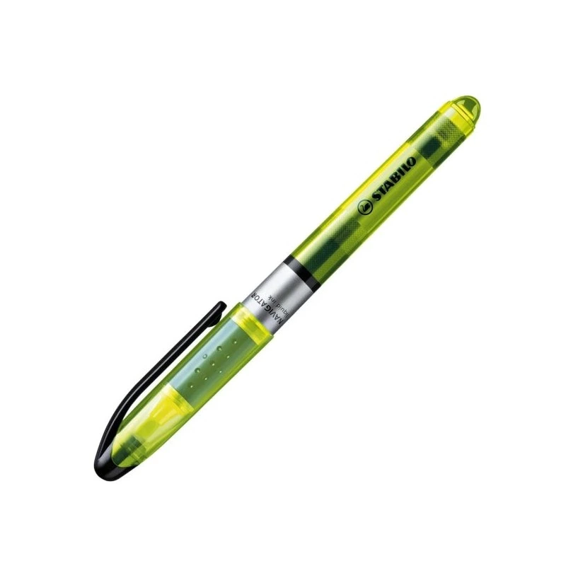 Stabilo Navigator Surligneur Fluorescent - Zone de Préhension - Design Fin - Clip Pratique pour l'Emporter - Trait entre 2 et