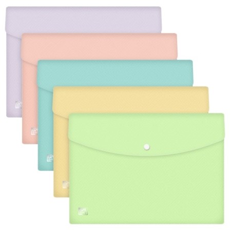 Oxford Urban A4 Document Envelope in Rigid Translucent Plastic A4 - Capacity up to 40 Sheets - Press Stud Closure - Assorted