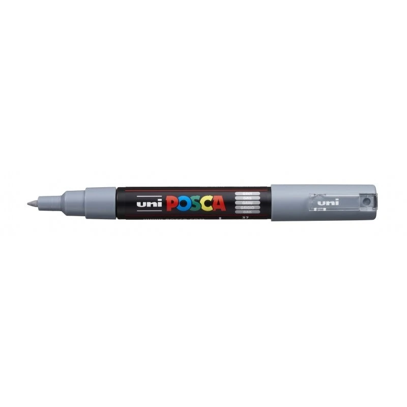 Posca PC-1M Paint Marker - 0.7mm Conical Tip - Water-Based Ink - Light Resistant - Grey
