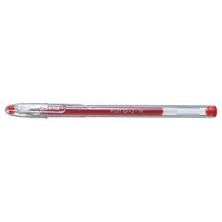 Pilot Esferográfica de Gel G1 - Recarregável - Ponta de Bola 0,5mm - Traço 0,3mm - Corpo Transparente - Cor Vermelha