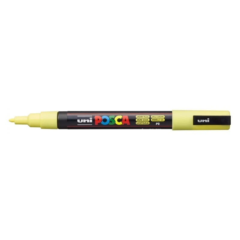 Posca PC-3M Marqueur Peinture - Pointe Conique 0.9-1.3mm - Encre à Base d'Eau - Résistant à la Lumière - Couleur Jaune Soleil