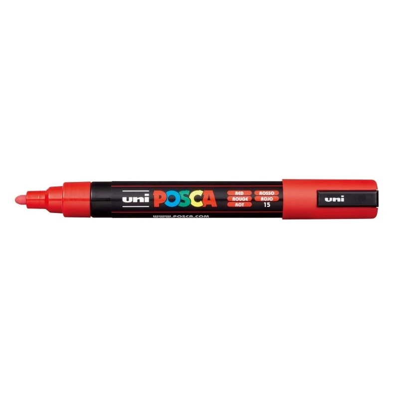 Posca PC-5M Marcador de Pintura - Ponta de Poliéster 1.8-2.5mm - Tinta à Base de Água - Resistente à Luz - Não Permanente - Cor