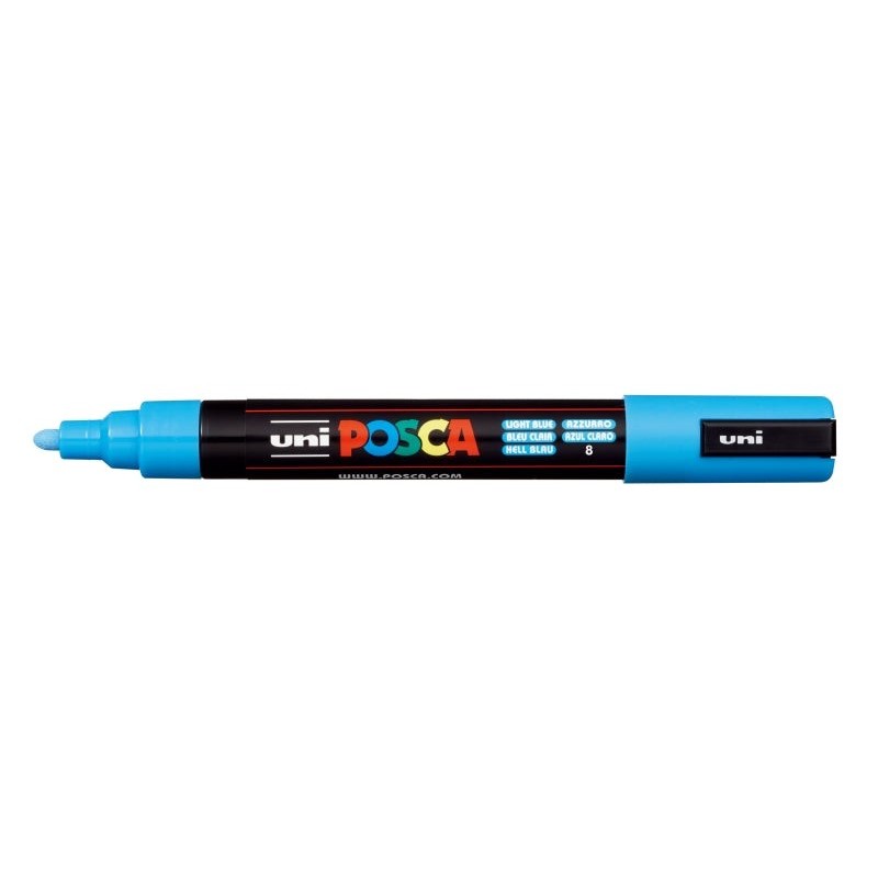 Posca PC-5M Marcador de Pintura - Ponta de Bala 1,8-2,5mm - Tinta Base de Água - Resistente à Luz - Não Permanente - Cor Azul