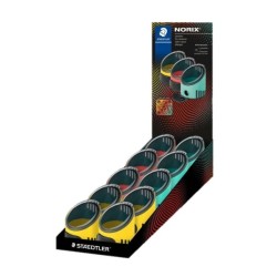 Staedtler Norix Expositor de 10 Sacapuntas con Deposito - 1 Agujero para Lapices de hasta Ø 8,2mm - Colores Surtidos