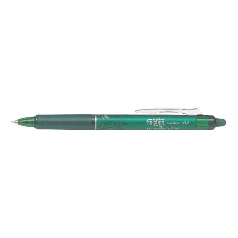Pilot Frixion Clicker Boligrafo de Gel Borrable Retractil - Punta de Bola 0.7mm - Trazo 0.4mm - Grip Ergonomico - Color Verde